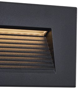 Modern, süllyesztett fekete fali lámpa 11,5 cm LED-del, IP65 - Trem