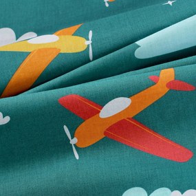 Goldea gyermek pamut ágyneműhuzat duo - repülős kalandok, sárga hátoldal 150 x 200 és 50 x 60 cm