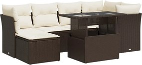 vidaXL 7 részes barna polyrattan kerti ülőgarnitúra párnákkal