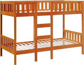 vidaXL viaszbarna tömör fenyőfa emeletes ágy 90x190 cm