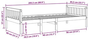 fehér tömör fenyőfa gyerekágy matrac nélkül 80 x 200 cm