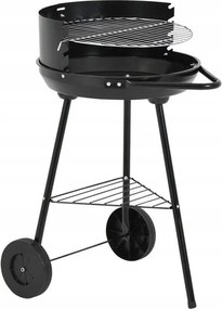 Kerti grill félig nyitott fekete rács 37cm mobil acél faszenes grill