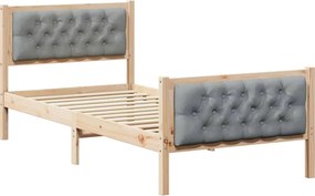vidaXL Ágykeret fejtámlával Világosszürke 90 x 200 cm Tömör fenyőfa