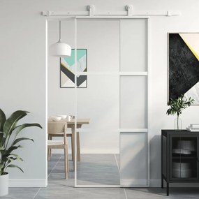 fehér edzett üveg és alumínium tolóajtó 90 x 205 cm
