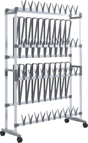 vidaXL ezüst cipőtartó kerekekkel 89 x 27 x 120 cm