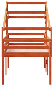 viaszbarna tömör fenyőfa magasított ágy tetővel 75 x 190 cm
