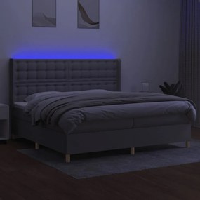 világosszürke szövet rugós és LED-es ágy matraccal 200x200 cm
