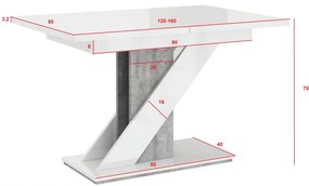 Maasix WGS magasfényű bővíthető 6-8 személyes étkezőasztal Fehér