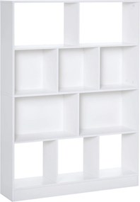 HOMCOM 4-Szintes Könyvespolc 10 Rekesszel, Többfunkciós Tárolópolc Könyvekhez és Növényekhez 100x23.8x140 cm Fehér | Aosom