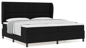 Boxspring Ágy Matraccal Fekete 200x200 cm Textil