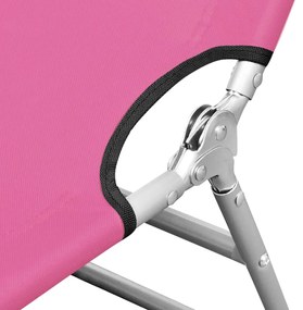 Magenta színű acél összecsukható napozóágy fejpárnával