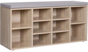 Cipőtároló pad 10 rekesszel, natúr 104x30x48cm