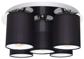 Merida mennyezeti lámpa E27-es foglalat, 5 izzós, 25W fekete-króm