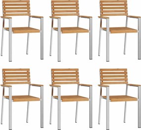 vidaXL Kerti Szék 6 pcs Olaj Természetes Tömör Teakfa