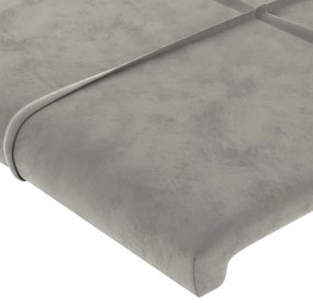 világosszürke bársony LED-es fejtámla 160x5x118/128 cm