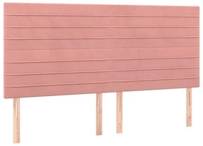 rózsaszín bársony rugós és LED-es ágy matraccal 180x200 cm