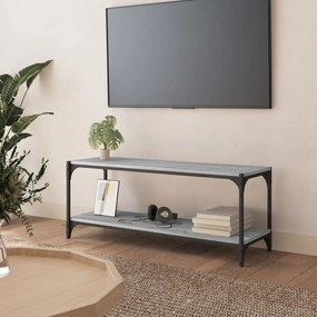 Szürke sonoma színű szerelt fa és acél TV-szekrény 100x33x41 cm