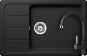Schock Formhaus D-100LS konyhai mosogatótálca 780 x 500 mm és Schock Plutos konyhai csaptelep Cristalite Nero, fekete