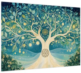 Üveg kép – Mágikus fa spirálokkal (70x50 cm)
