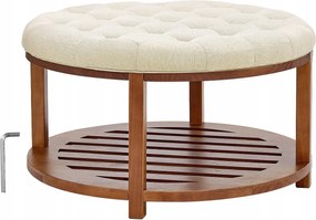 Puff dohányzóasztal kerek 81cm kárpitozott polccal nappali/hálószoba
