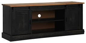 HALDEN fekete tömör fa TV szekrény 2 tolóajtóval 150x40x60 cm