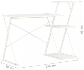 fehér íróasztal polccal 116 x 50 x 93 cm