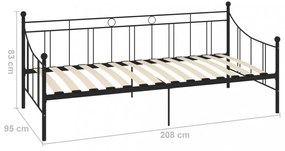 fekete fém kanapéágy-keret 90 x 200 cm