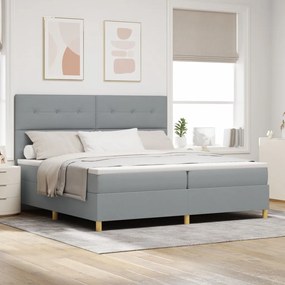 Boxspring Ăgy Matrac VilĂĄgosszĂŒrke 200x200 cm Szövet