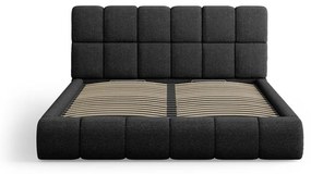 Fekete kárpitozott franciaágy tárolóhellyel, ágyráccsal 180x200 cm Bellis – Micadoni Home