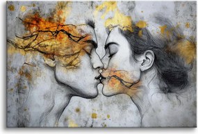 Absztrakt Vászonkép a nappali hálószobájába Csók szerelem 80x120