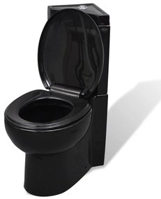 vidaXL fekete kerámia fürdőszobai sarok WC