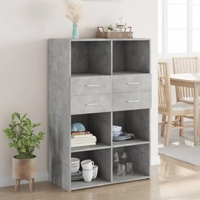 betonszürke szerelt fa magasszekrény 80 x 42,5 x 124 cm