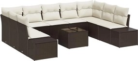 vidaXL Kerti Kanapé Szett párnával 9 pcs Barna és Krém Polyrattan