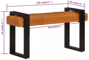 fekete-barna valódi kecskebőr pad 110 cm