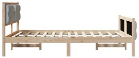 Ágykeret fejtámlával Világosszürke 140 x 190 cm Tömör fenyőfa