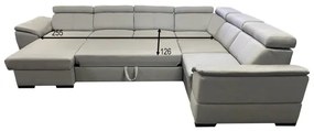 Kihúzható ülőgarnitúra univerzális U-formájú sarokkal és tárolóhellyel GRANADA világosszürke
