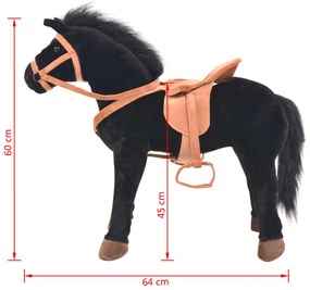 fekete álló ló plüssjáték