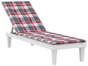 piros kockás nyugágypárna (75+105) x 50 x 4 cm