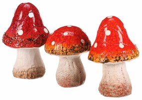 Őszi dekoráció Kerámia gomba szett, 3 db