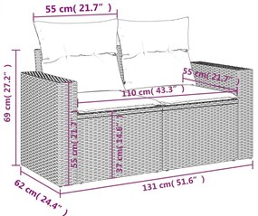 9-részes barna polyrattan kerti ülőgarnitúra párnákkal