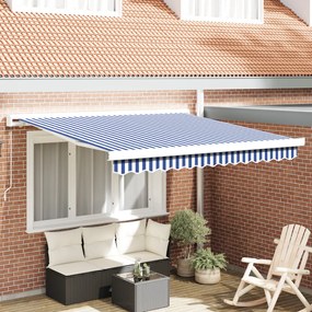 Kézi Behúzható Napellenző Kék és Fehér 300x250 cm