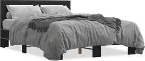 vidaXL fekete szerelt fa és fém ágykeret 135 x 190 cm
