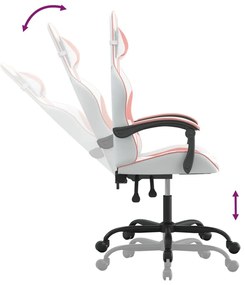 fehér és rózsaszín műbőr forgó játékszék