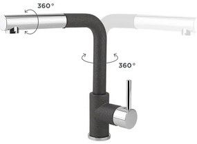 Concept BDG4527DG - mosogató csaptelep kihúzható zuhanyfejjel, 26,9 cm, gránit/sötétszürke