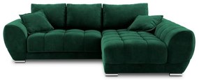 Nuage palackzöld kinyitható sarokkanapé bársony kárpittal, jobb oldali - Windsor &amp; Co Sofas