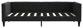 fekete kihúzható szövet heverő 90 x 190 cm