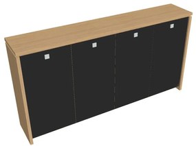 Verno közepes gardrób 248 x 46 x 130 cm, üvegajtó, világos tölgy / fekete