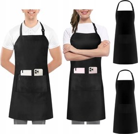 2 db-os Konyhai Kötény Szett Fekete Gasztronómia Zseb