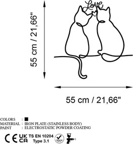 Cat fém fali dekoráció, 55×55 cm – TR891TNL3523