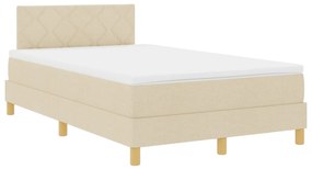 Krém Box Spring Ágy Matrac &amp; LED Világítással 120x200 cm Szövet